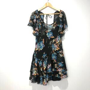 Free People Love To Love Mini Dress Black Floral Size L